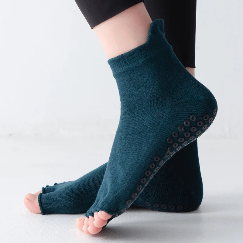 Women Five Toe Pilates Socks Ladies Anti-Slip Breathable Yoga Socks