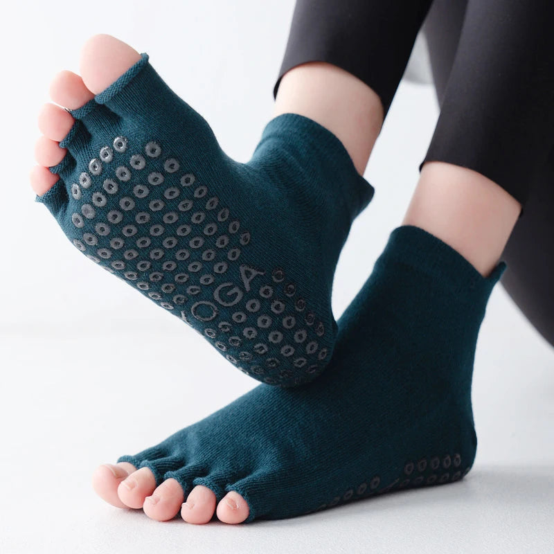 Women Five Toe Pilates Socks Ladies Anti-Slip Breathable Yoga Socks