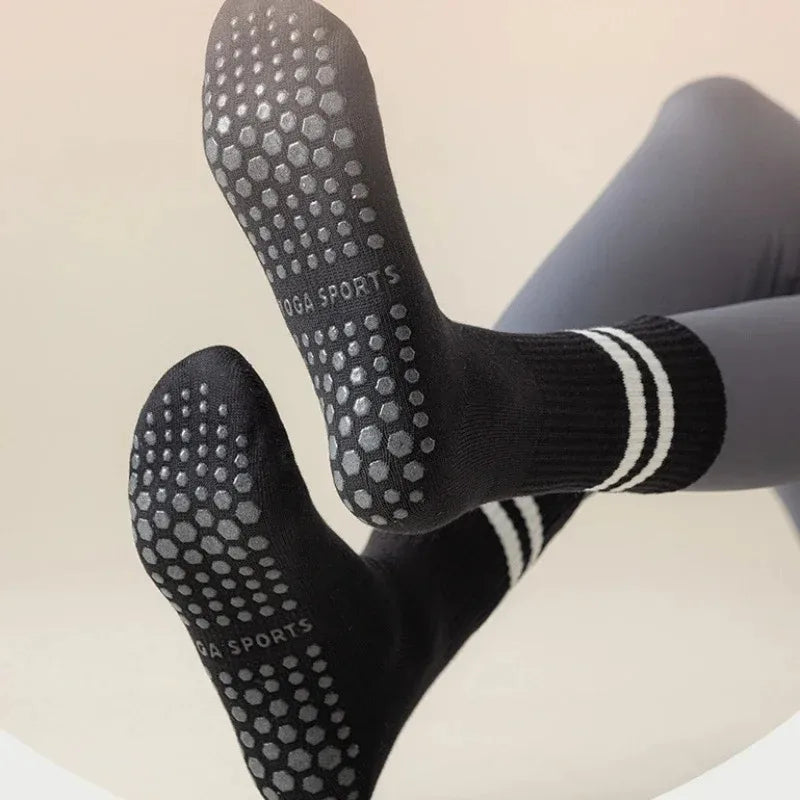 Pairs Yoga Socks for Women Professional Non-slip Silicone Mid-tube Pilates Socks