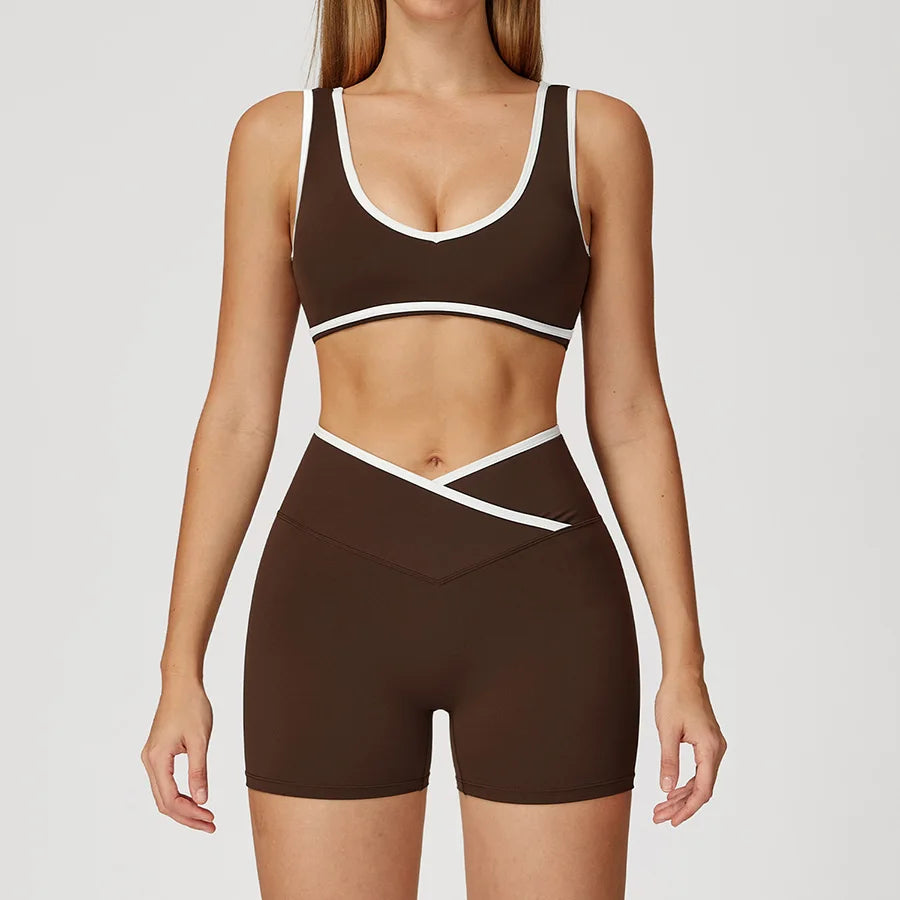 High quality Yoga Set 2 Piece Women Shorts vest