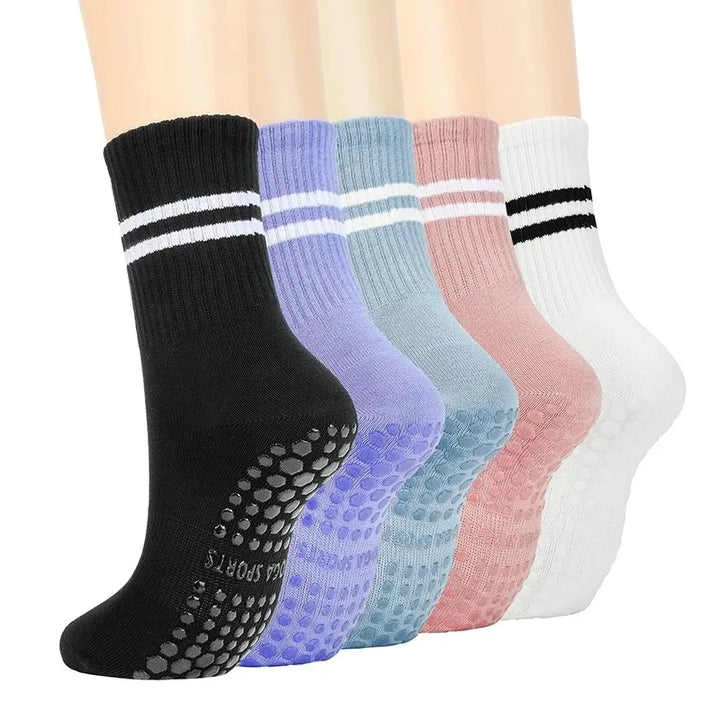 Pairs Yoga Socks for Women Professional Non-slip Silicone Mid-tube Pilates Socks