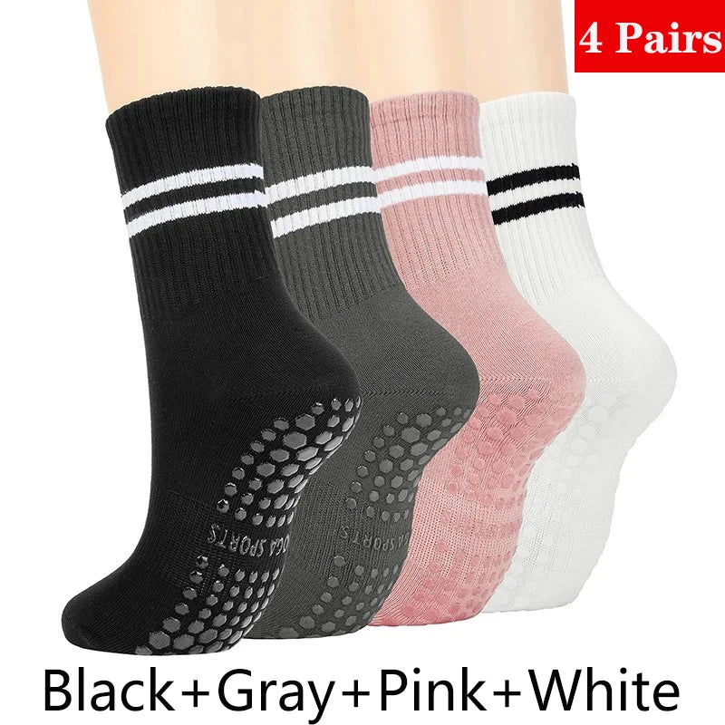 Pairs Yoga Socks for Women Professional Non-slip Silicone Mid-tube Pilates Socks