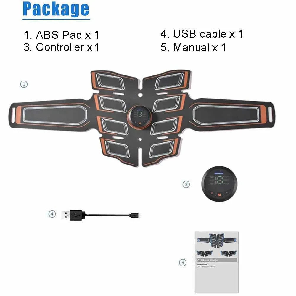 USB Rechargeable Portable Electronic Training Belt Abdominal Muscle Trainer