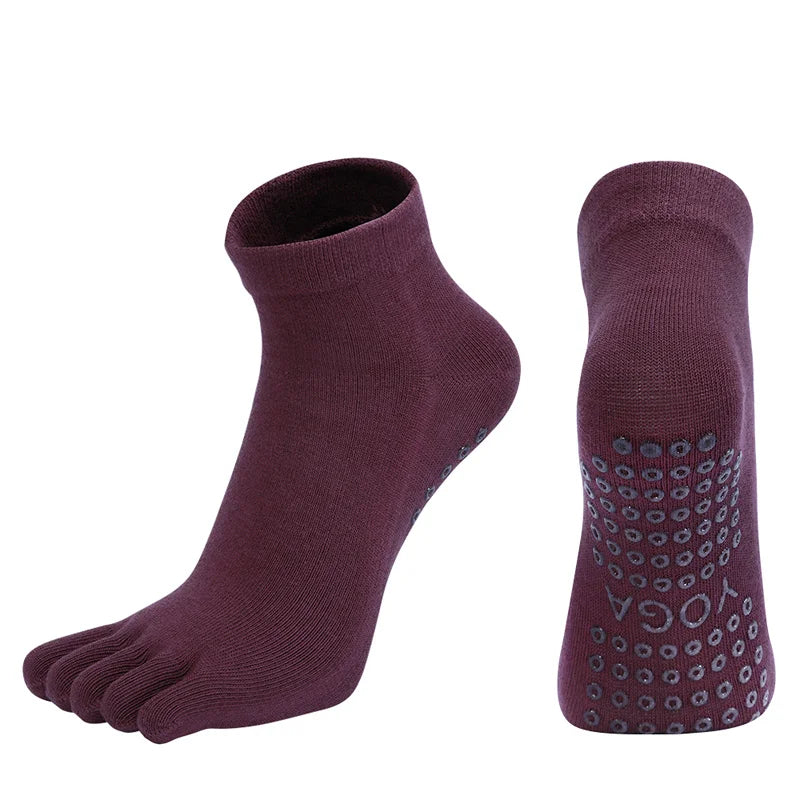 Women Breathable Pilates Socks Anti-Slip Five Toe Yoga Socks