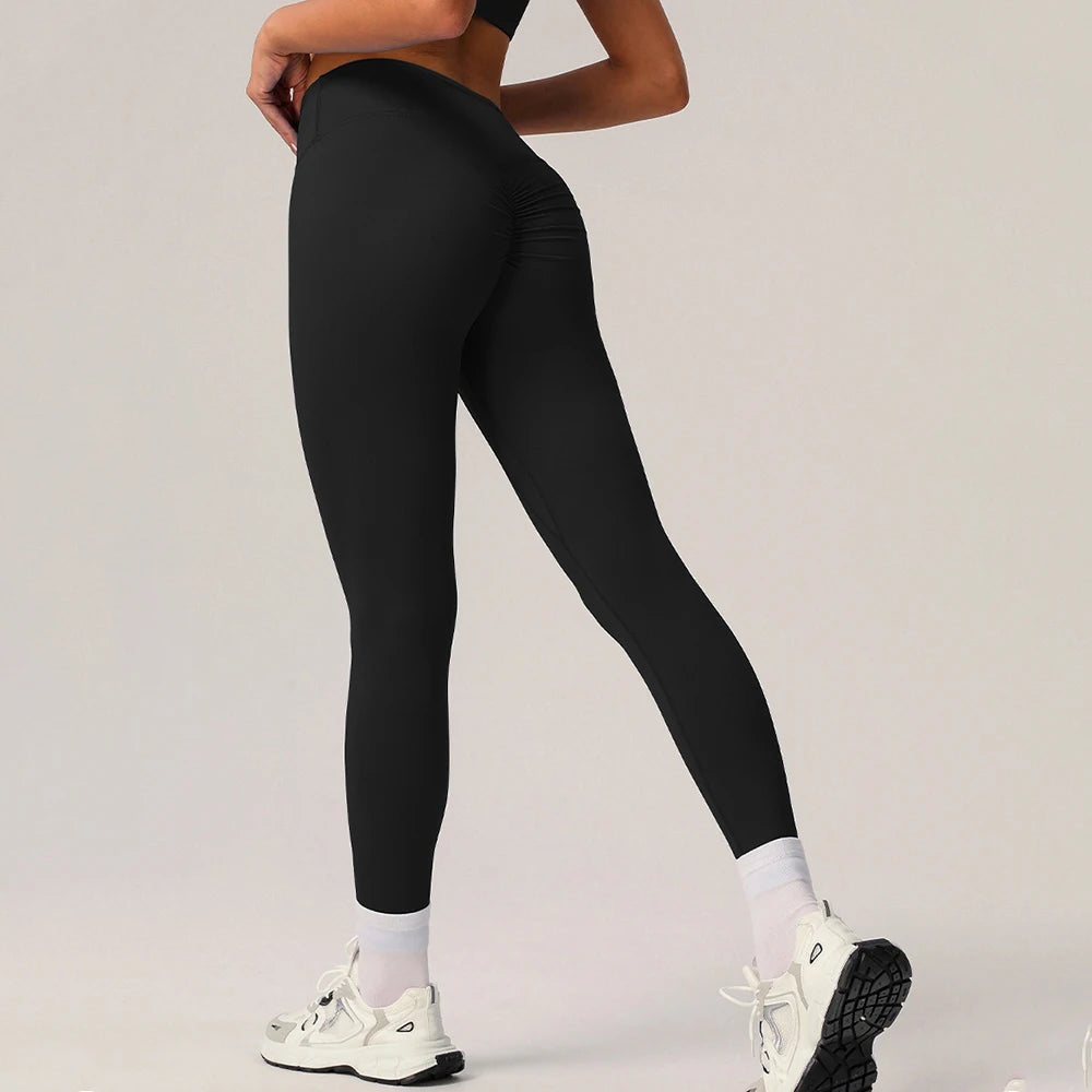 Solid Color High Waist Sports Pants Fitness Quick-Dry Sport Leggings