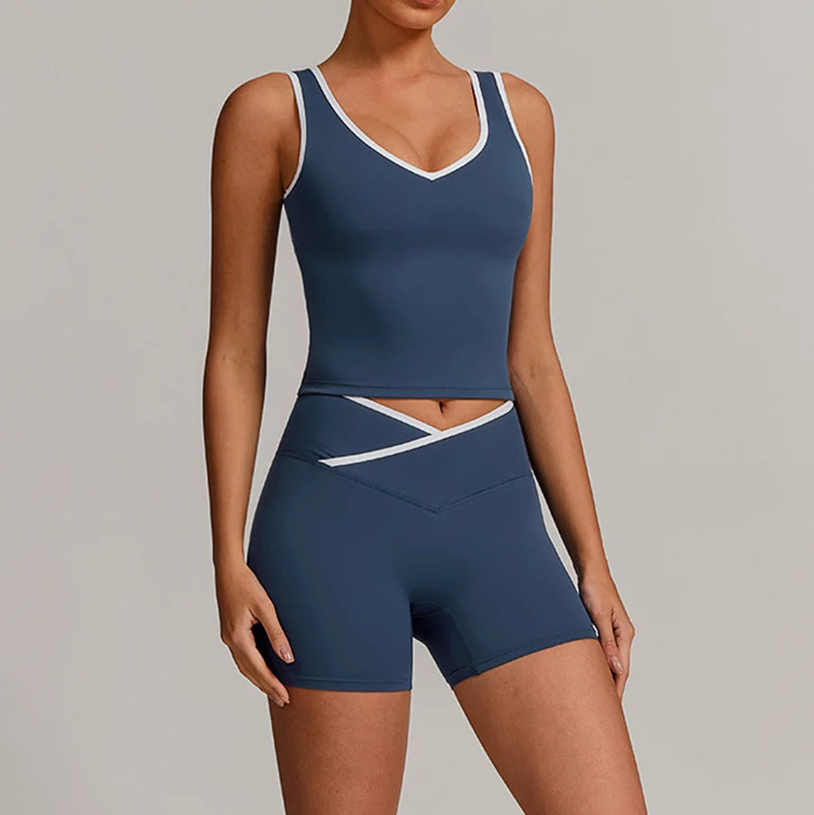 High quality Yoga Set 2 Piece Women Shorts vest