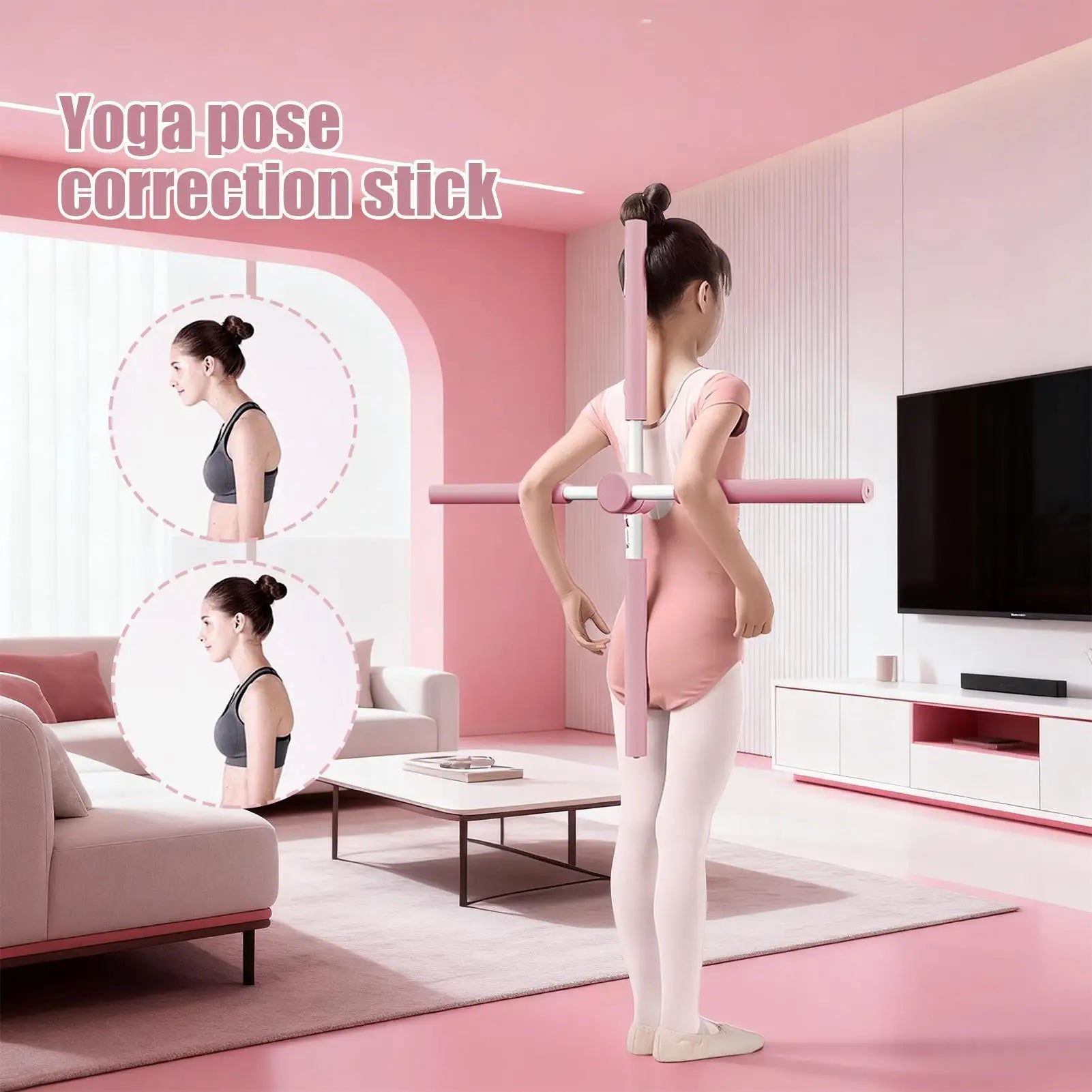Yoga posture correction stick, Telescopic Pilates posture corrector