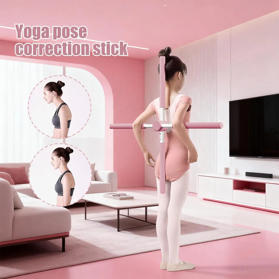 Yoga posture correction stick, Telescopic Pilates posture corrector