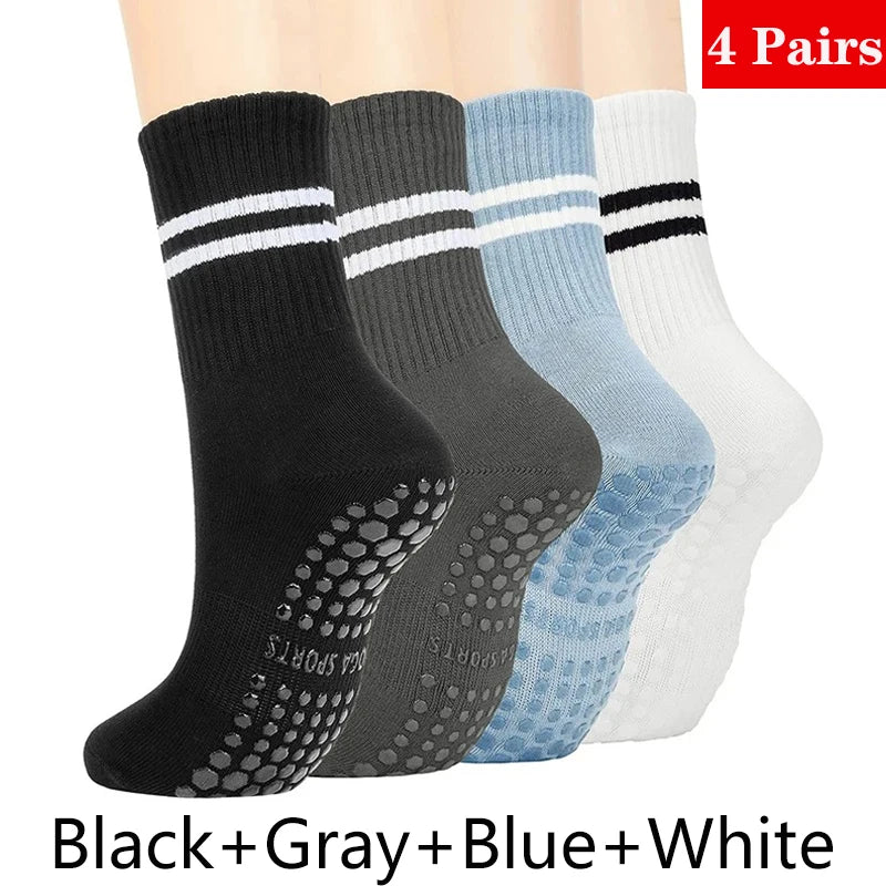 Pairs Yoga Socks for Women Professional Non-slip Silicone Mid-tube Pilates Socks
