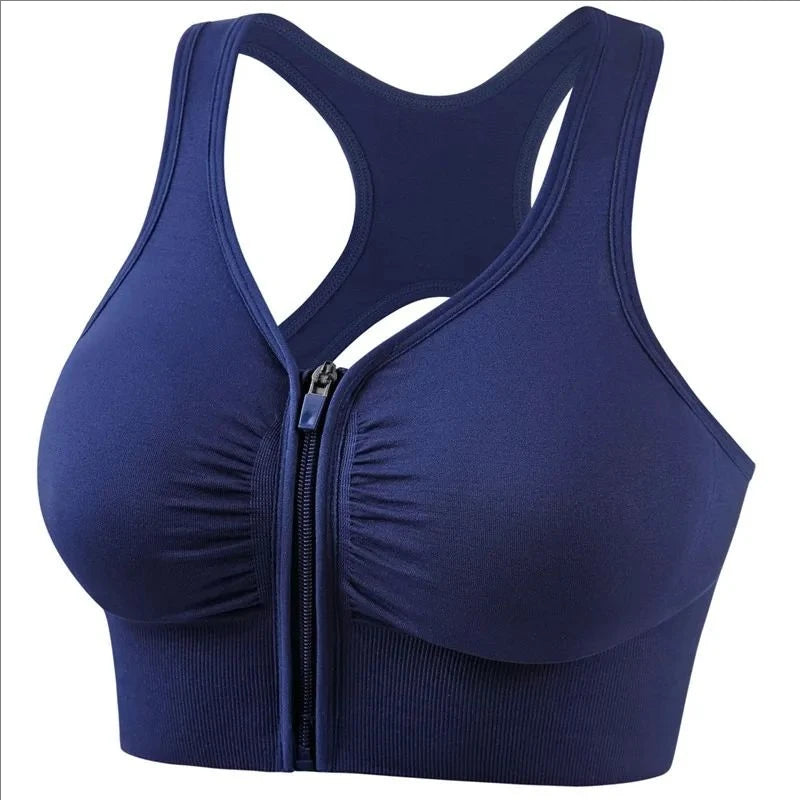 Women's zipper yoga running fitness bra