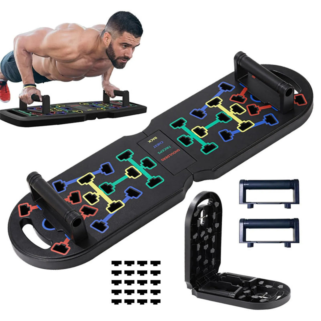 Portable Multifunctional Push-Up Board Set With Handles