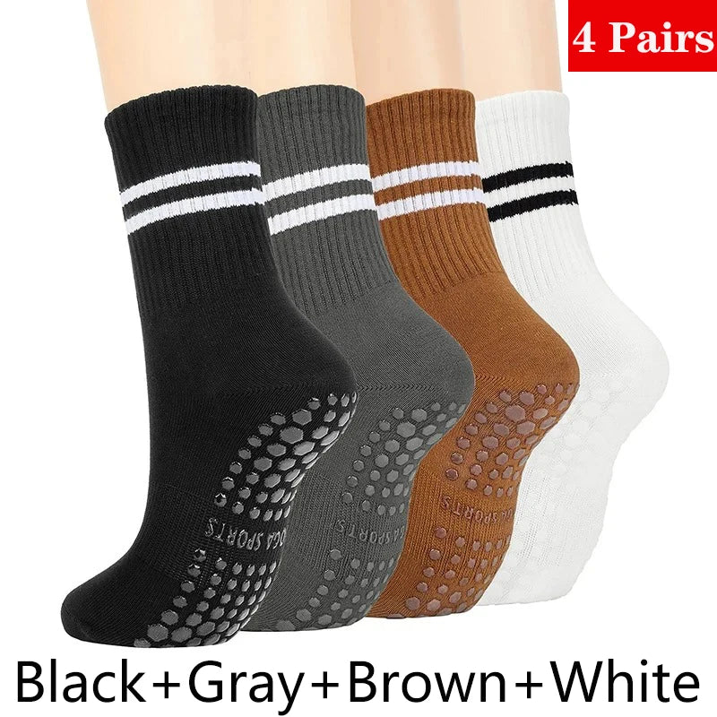 Pairs Yoga Socks for Women Professional Non-slip Silicone Mid-tube Pilates Socks