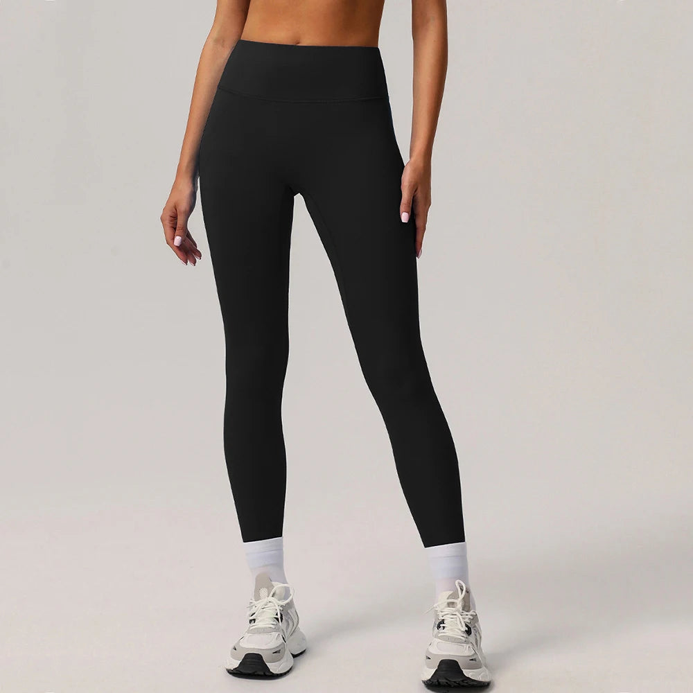 Solid Color High Waist Sports Pants Fitness Quick-Dry Sport Leggings