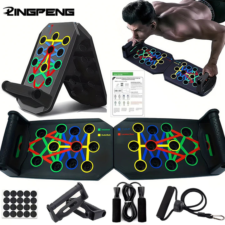 Portable Multifunctional Push-up Board Set With Handles Foldable Fitness Equipment