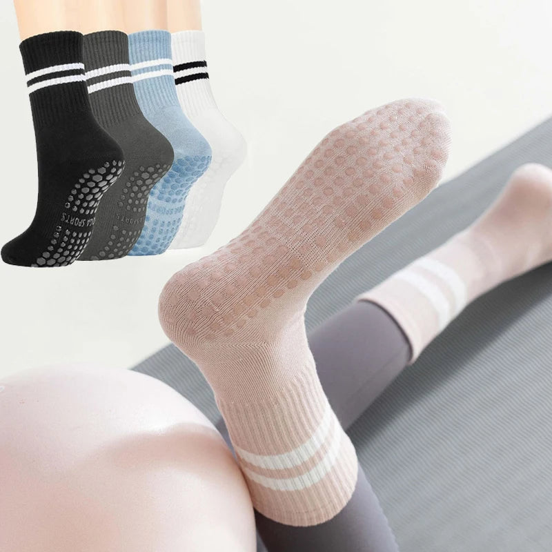 Pairs Yoga Socks for Women Professional Non-slip Silicone Mid-tube Pilates Socks