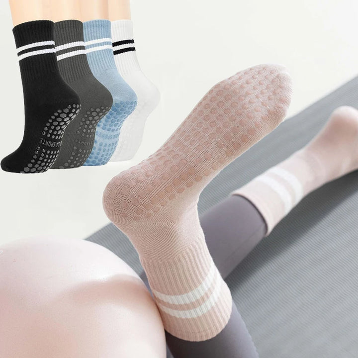 Pairs Yoga Socks for Women Professional Non-slip Silicone Mid-tube Pilates Socks