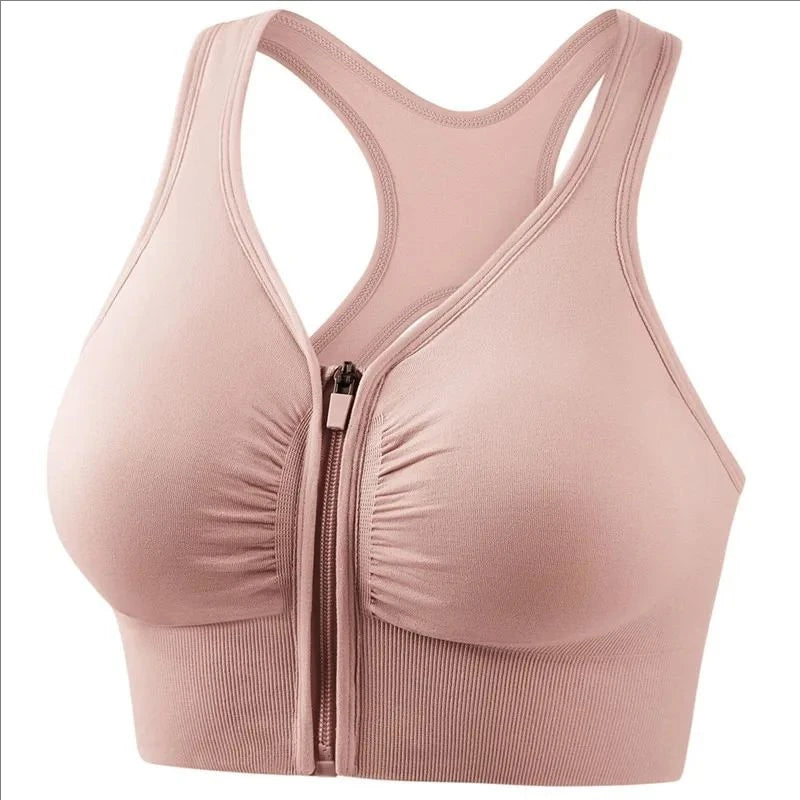 Women's zipper yoga running fitness bra