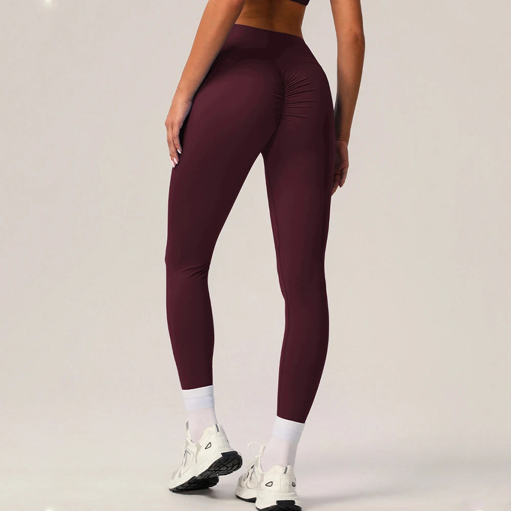 Solid Color High Waist Sports Pants Fitness Quick-Dry Sport Leggings