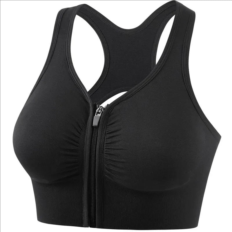 Women's zipper yoga running fitness bra