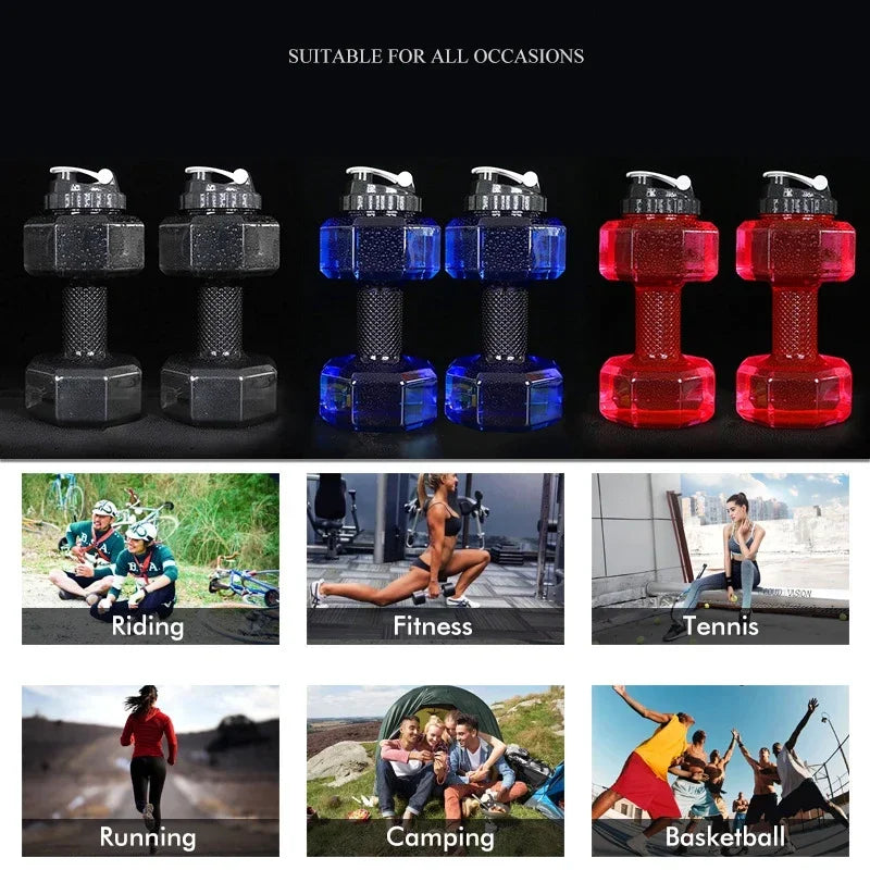 High Capacity Plastic Dumbbell Shaped Portable Water Bottle